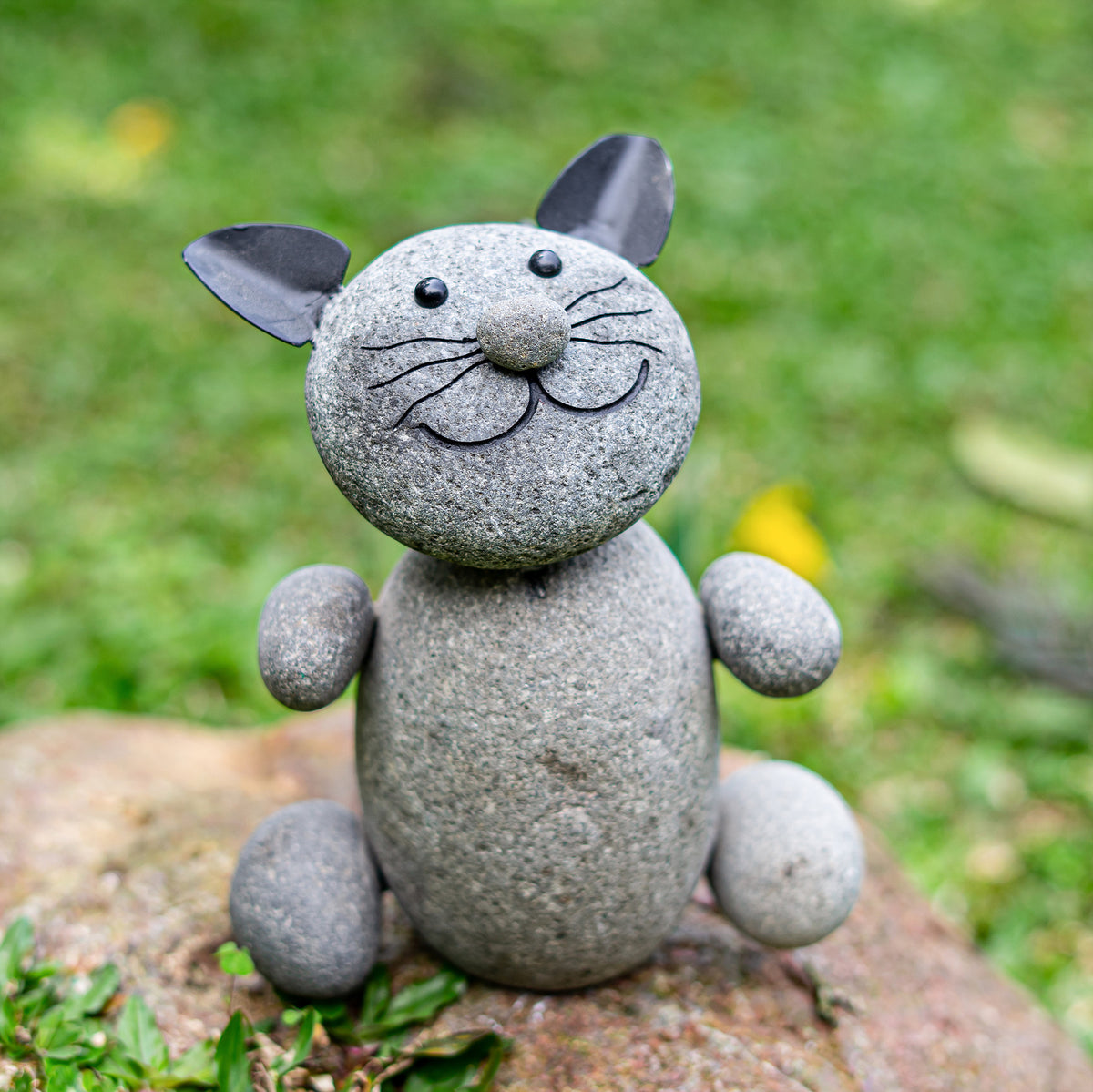 Stone Sitting Cat By Garden Age Supply | Minerals and Stones | Modishstore - 1