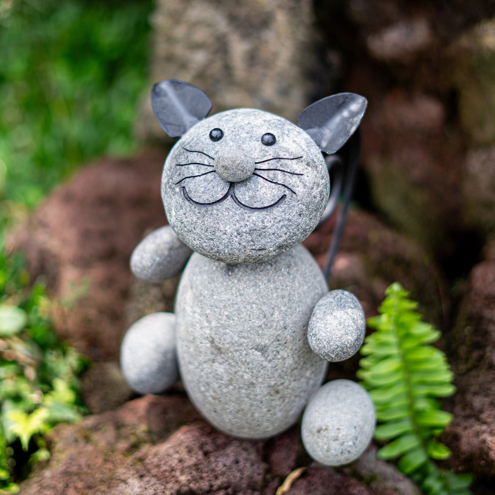 Stone Sitting Cat By Garden Age Supply | Minerals and Stones | Modishstore - 2
