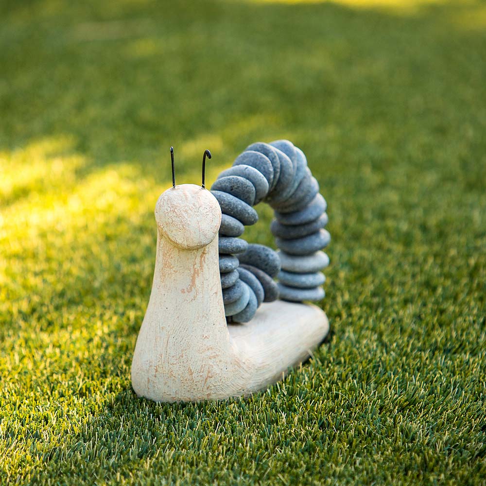 Beach Pebble Snail - Grey Stones Set of 2 By Garden Age Supply | Minerals and Stones | Modishstore - 1