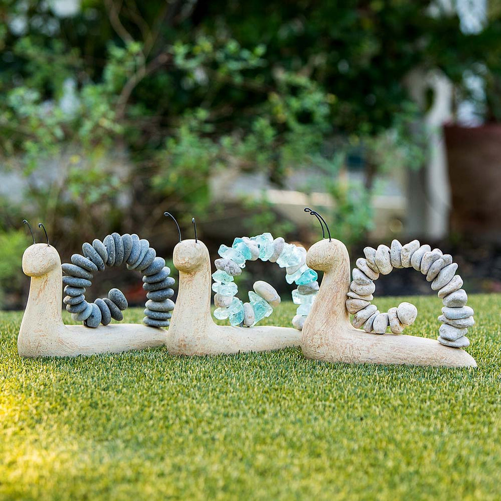 Beach Pebble Snail - Grey Stones Set of 2 By Garden Age Supply | Minerals and Stones | Modishstore - 4