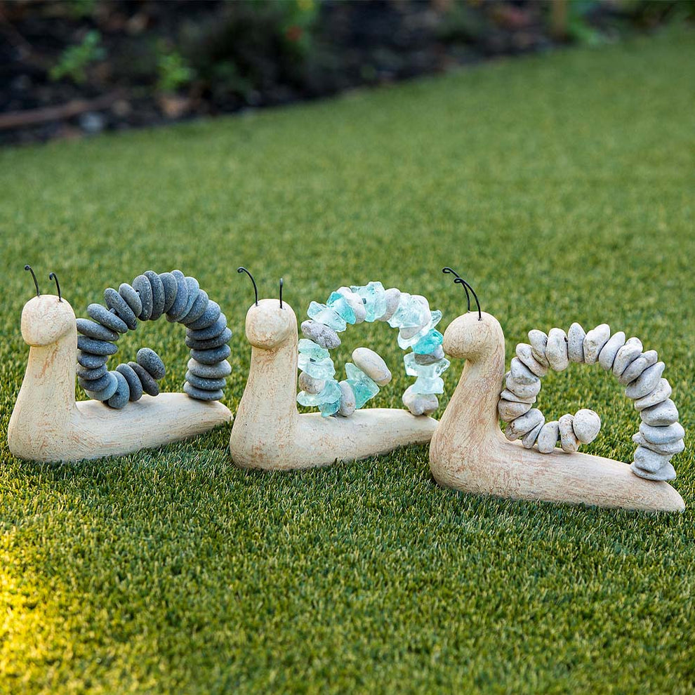 Beach Pebble Snail - Grey Stones Set of 2 By Garden Age Supply | Minerals and Stones | Modishstore - 3
