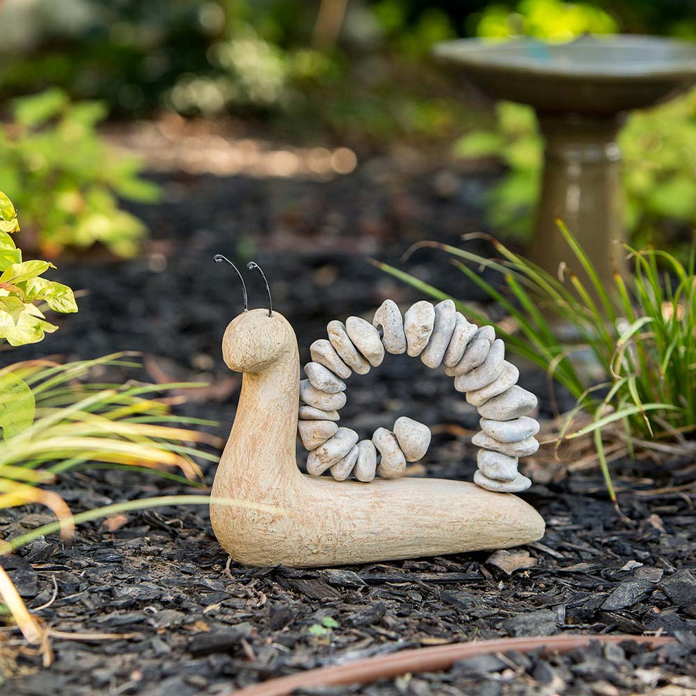 Beach Pebble Snail - White Stones Set of 2 By Garden Age Supply | Minerals and Stones | Modishstore - 2