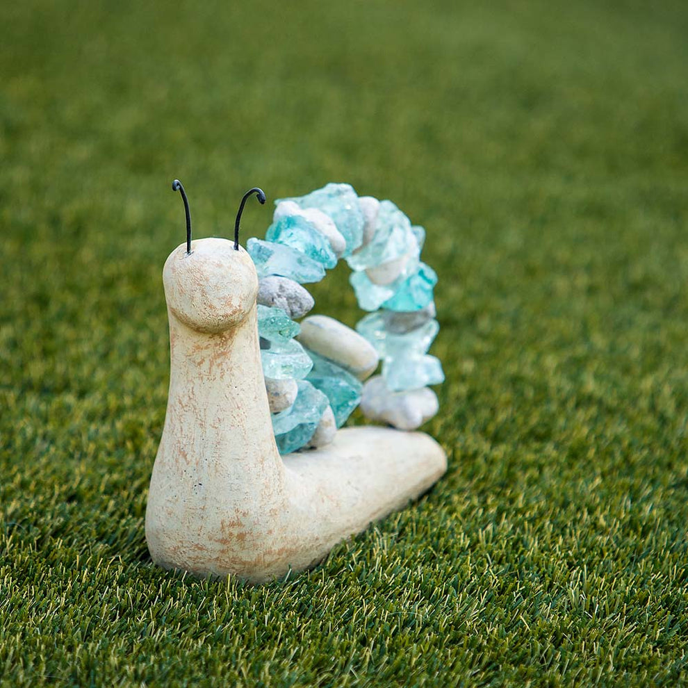 Beach Pebble Snail - Stone & Glass Set of 2 By Garden Age Supply | Minerals and Stones | Modishstore - 2