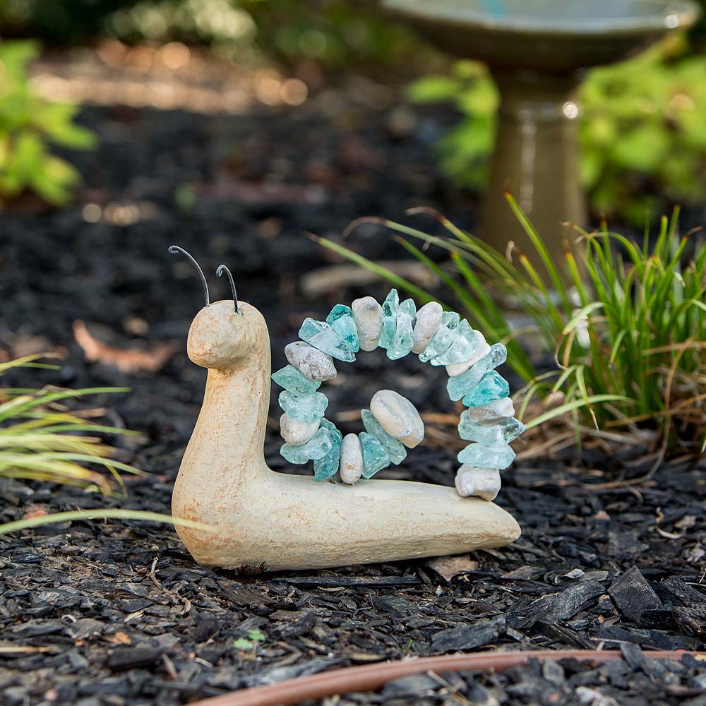 Beach Pebble Snail - Stone & Glass Set of 2 By Garden Age Supply | Minerals and Stones | Modishstore - 1