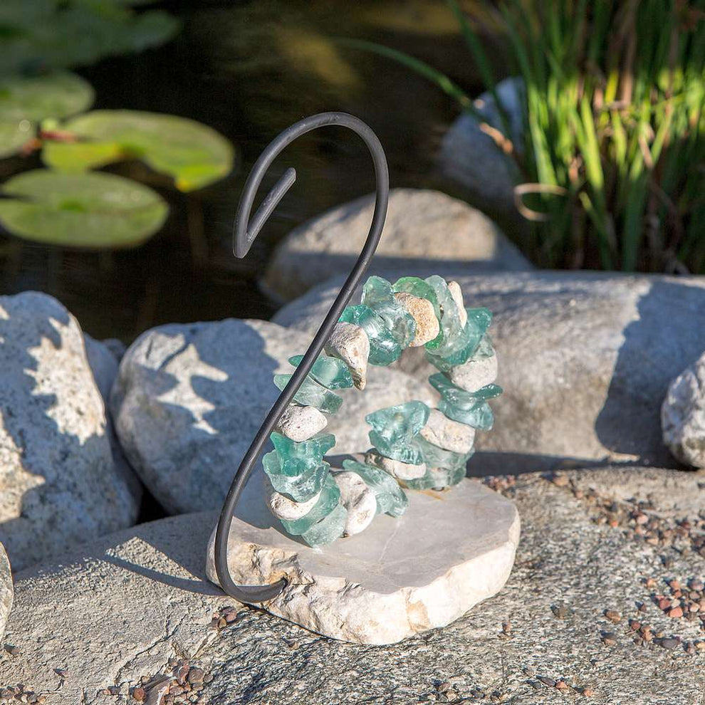 Stone & Glass Swan Set of 2 By Garden Age Supply | Minerals and Stones | Modishstore - 3