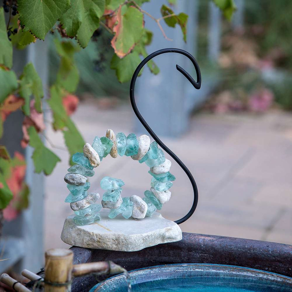 Stone & Glass Swan Set of 2 By Garden Age Supply | Minerals and Stones | Modishstore - 2