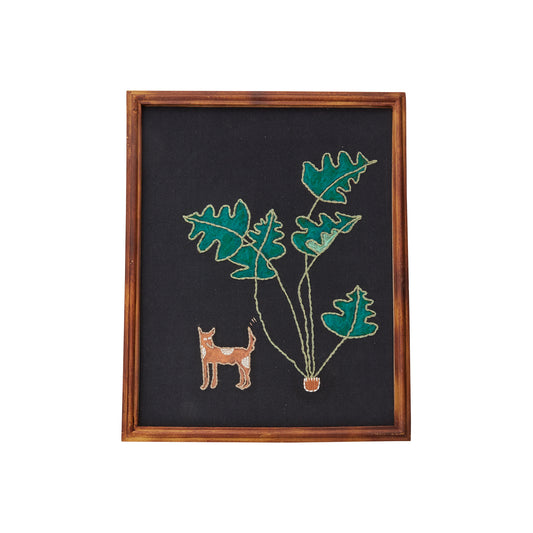 Happy Dog Embroidered Wall Art By Accent Decor | Wall Art | Modishstore - 1