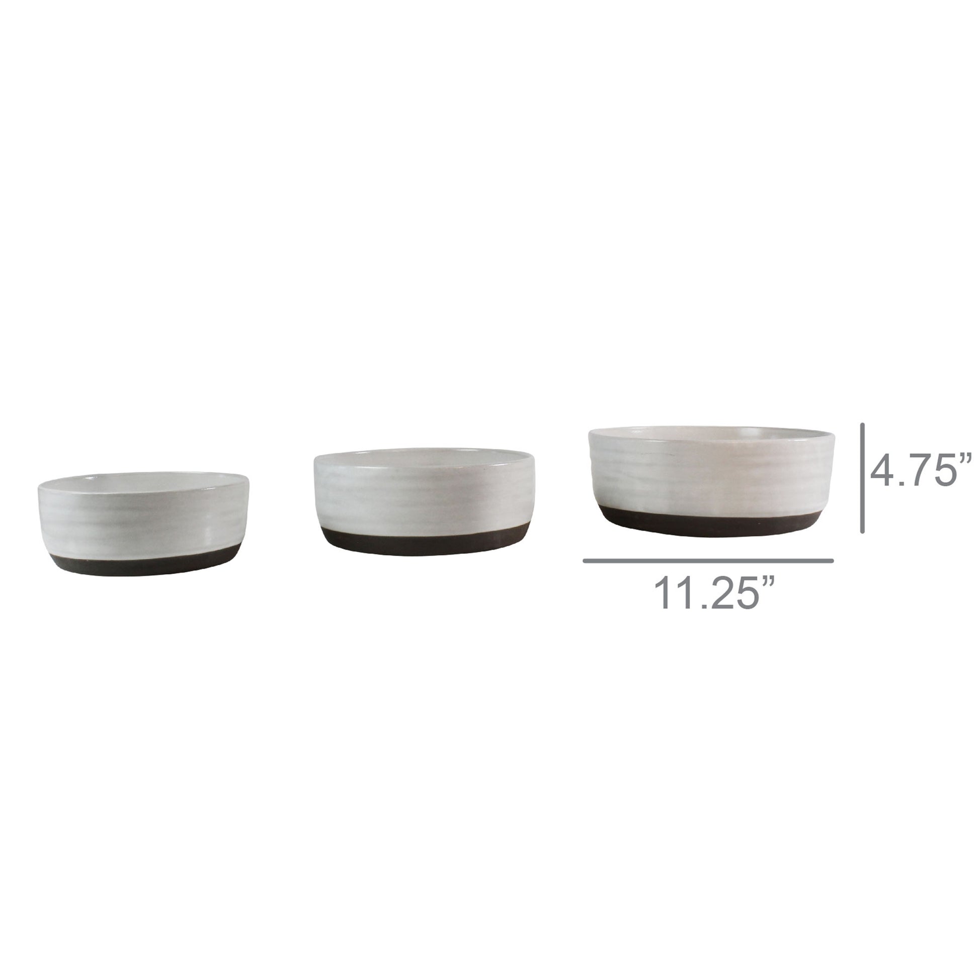 Liam Ceramic Serving Bowls - Set of 3 - Partial Glaze By HomArt | Decorative Bowls | Modishstore - 2