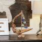 Driftwood Boat with Recycled Glass - Large Set of 4 By Garden Age Supply