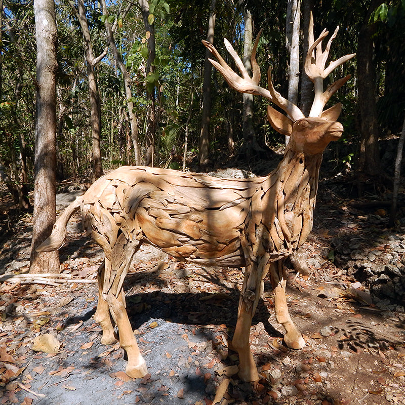 Teak Root Deer By Garden Age Supply | Sculptures | Modishstore - 1