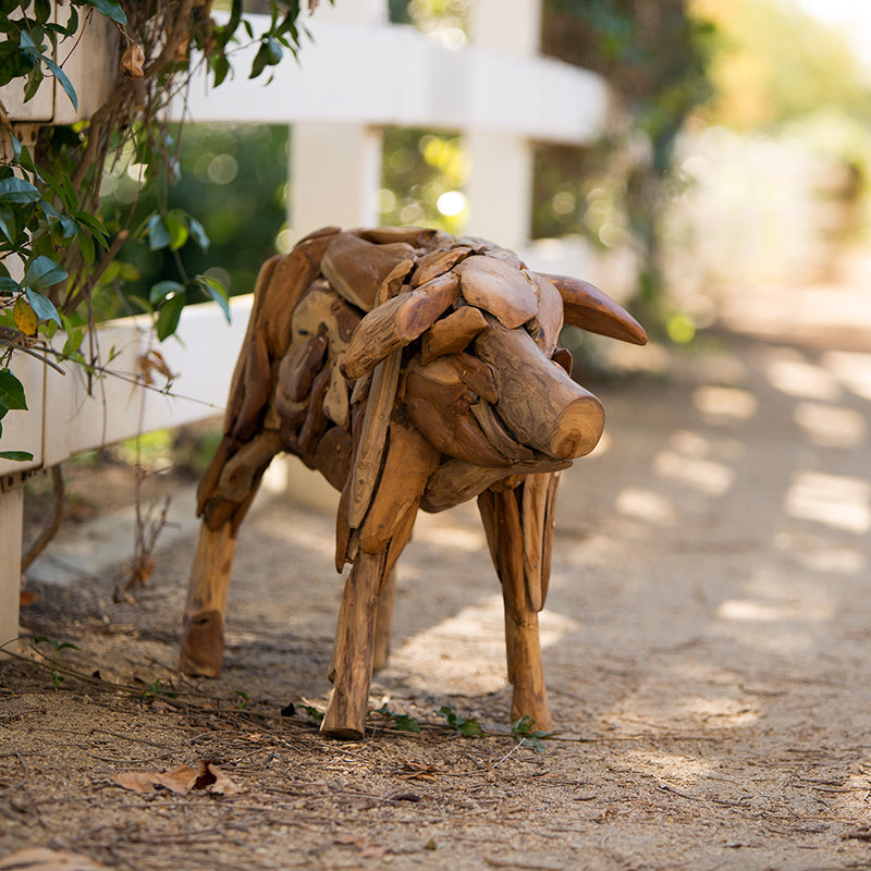 Teak Root Driftwood Pig By Garden Age Supply | Sculptures | Modishstore - 1
