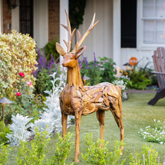 Teak Root Driftwood Deer By Garden Age Supply