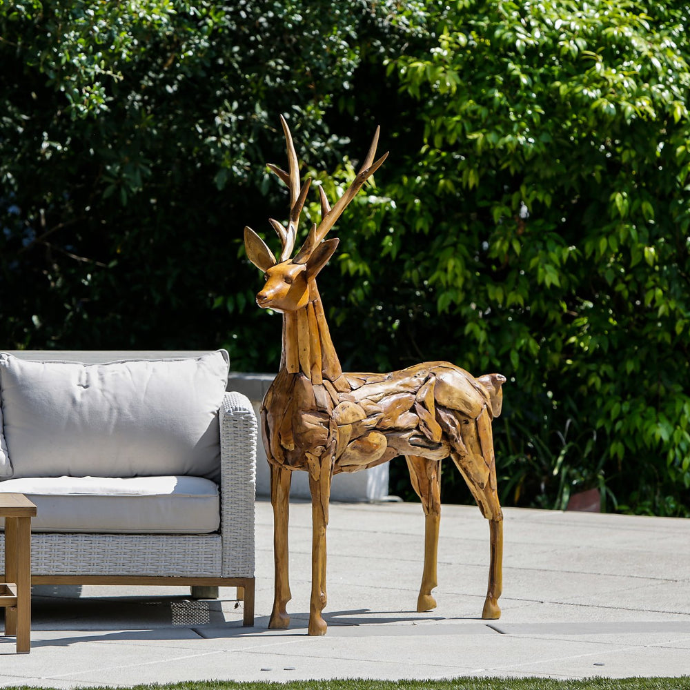 Teak Root Driftwood Deer By Garden Age Supply