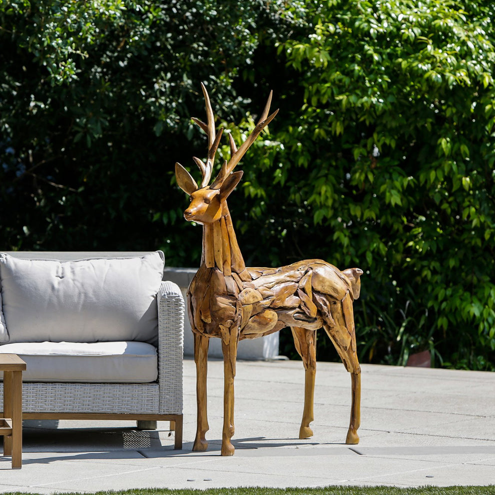 Teak Root Driftwood Deer By Garden Age Supply | Sculptures | Modishstore - 3