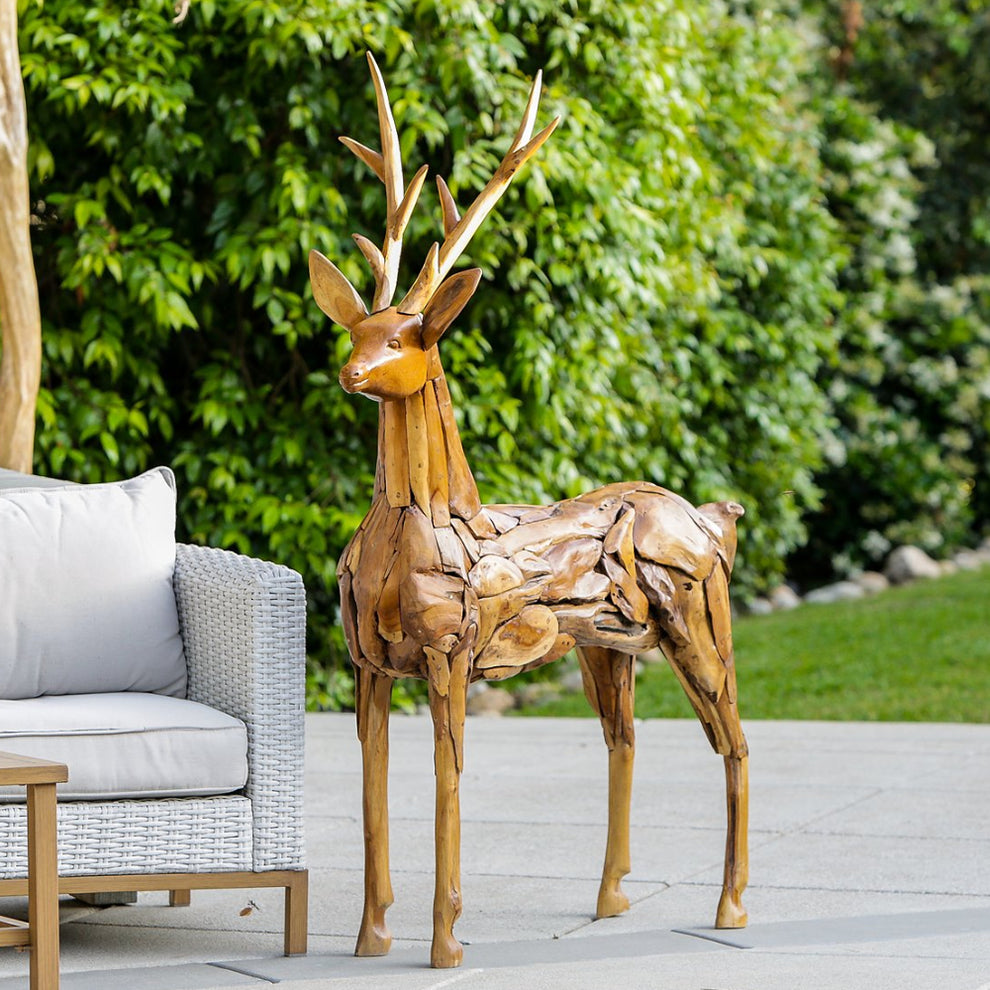 Teak Root Driftwood Deer By Garden Age Supply | Sculptures | Modishstore - 2