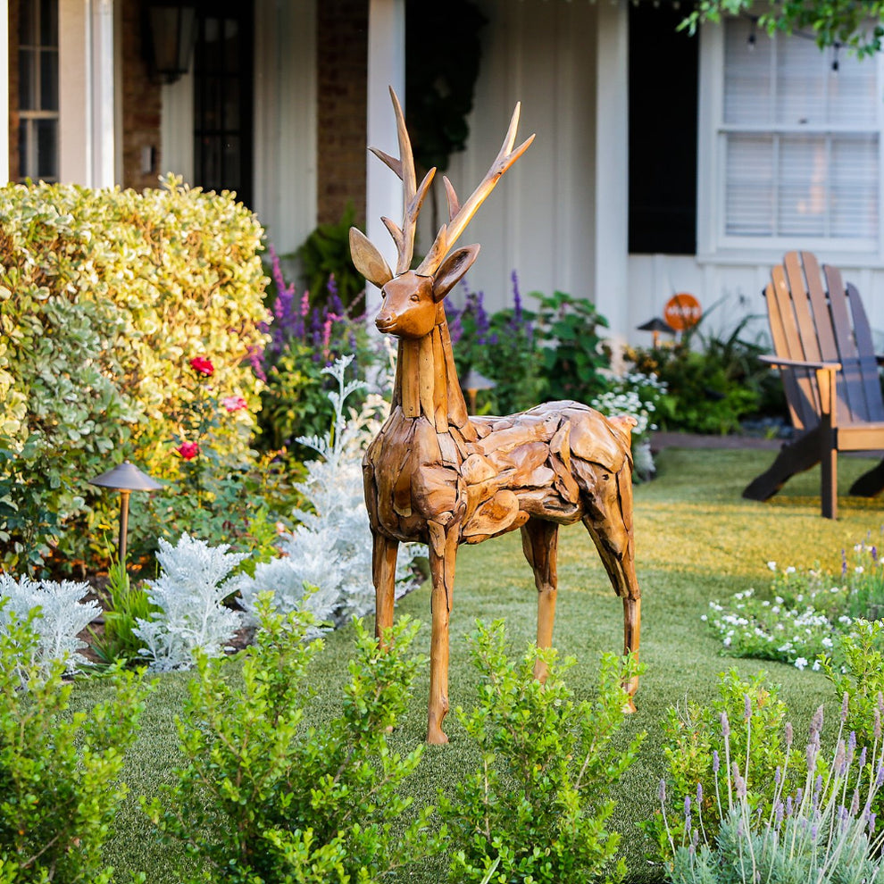 Teak Root Driftwood Deer By Garden Age Supply | Sculptures | Modishstore - 4