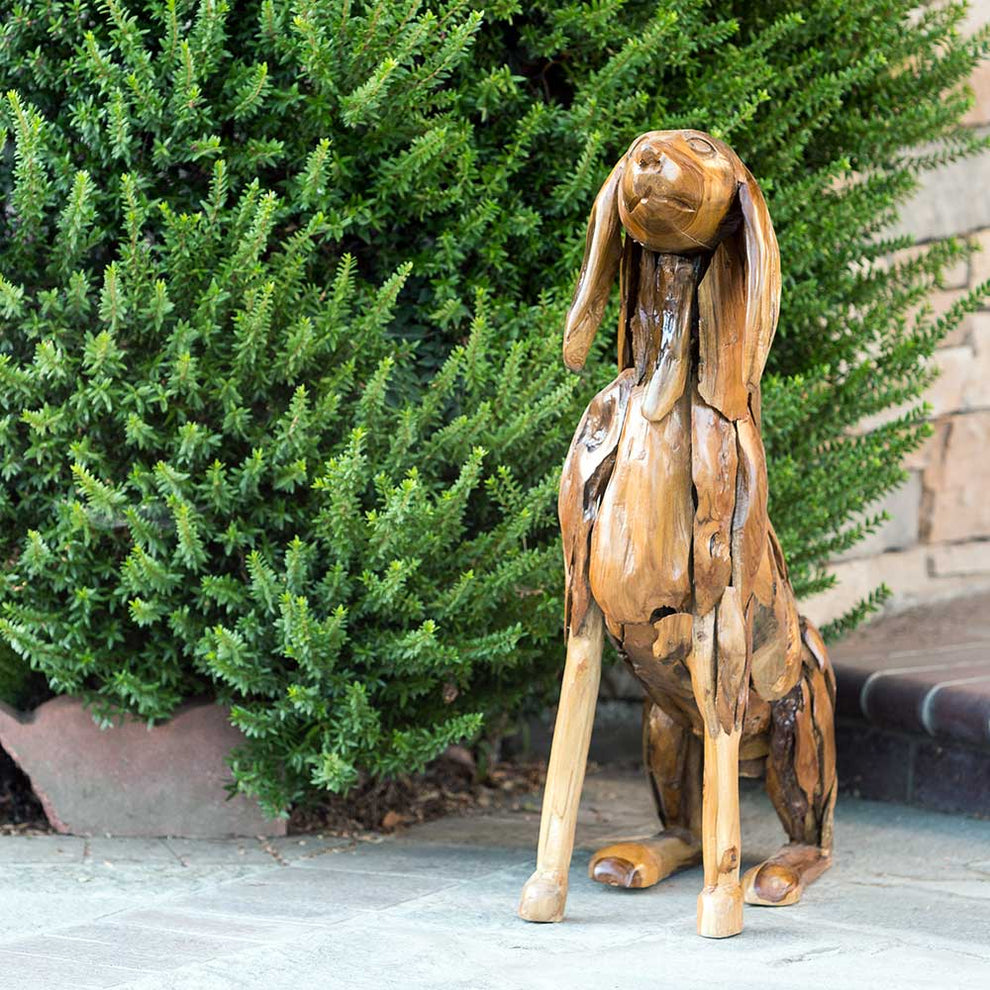 Teak Sitting Dog By Garden Age Supply | Sculptures | Modishstore - 3