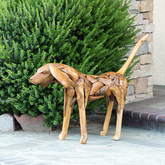 Teak Walking Dog By Garden Age Supply | Sculptures | Modishstore - 1