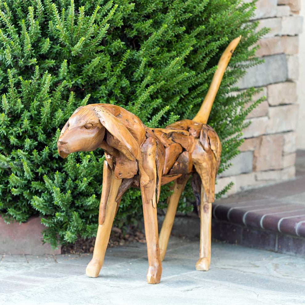 Teak Walking Dog By Garden Age Supply | Sculptures | Modishstore - 3