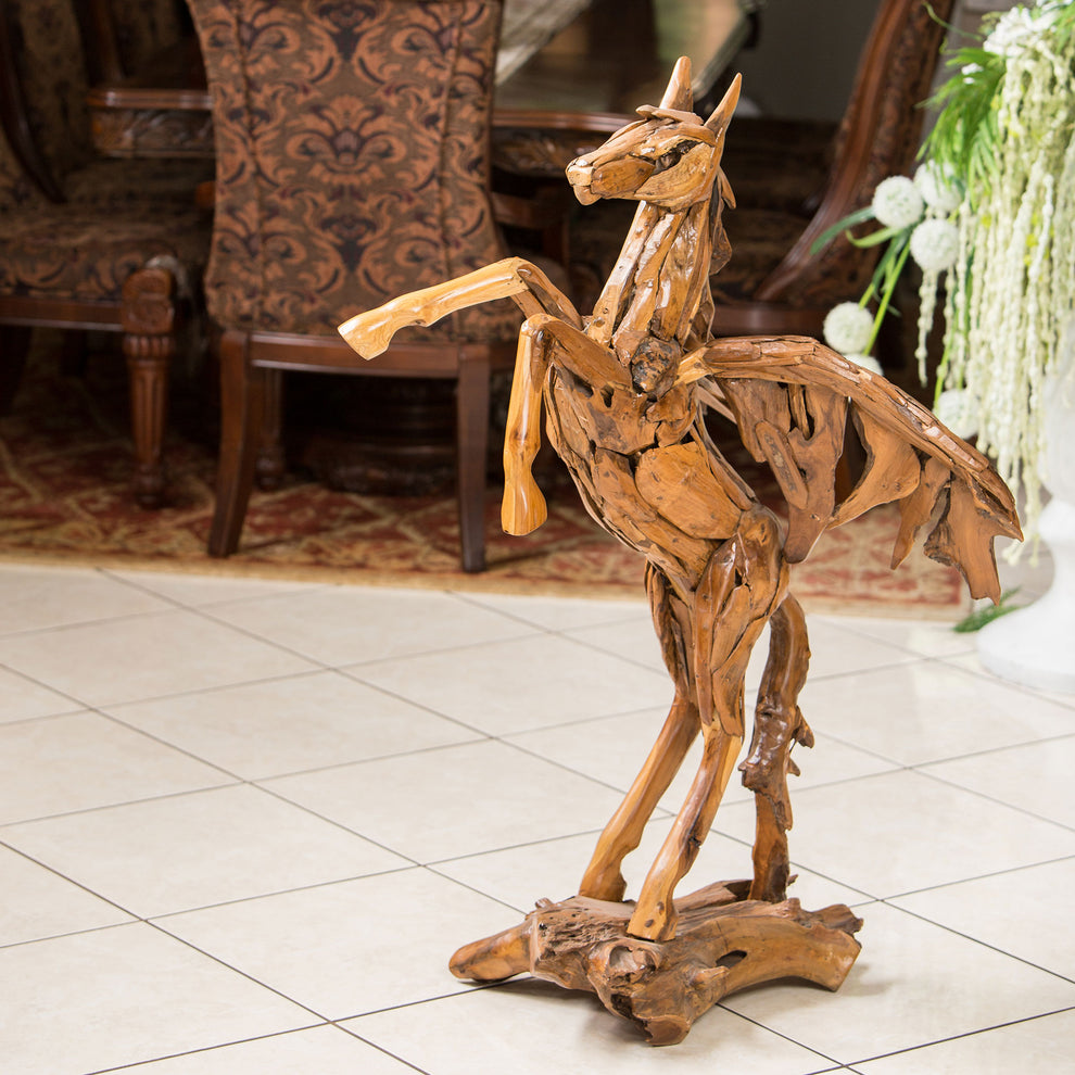 Teak Root Pegasus By Garden Age Supply | Sculptures | Modishstore - 2