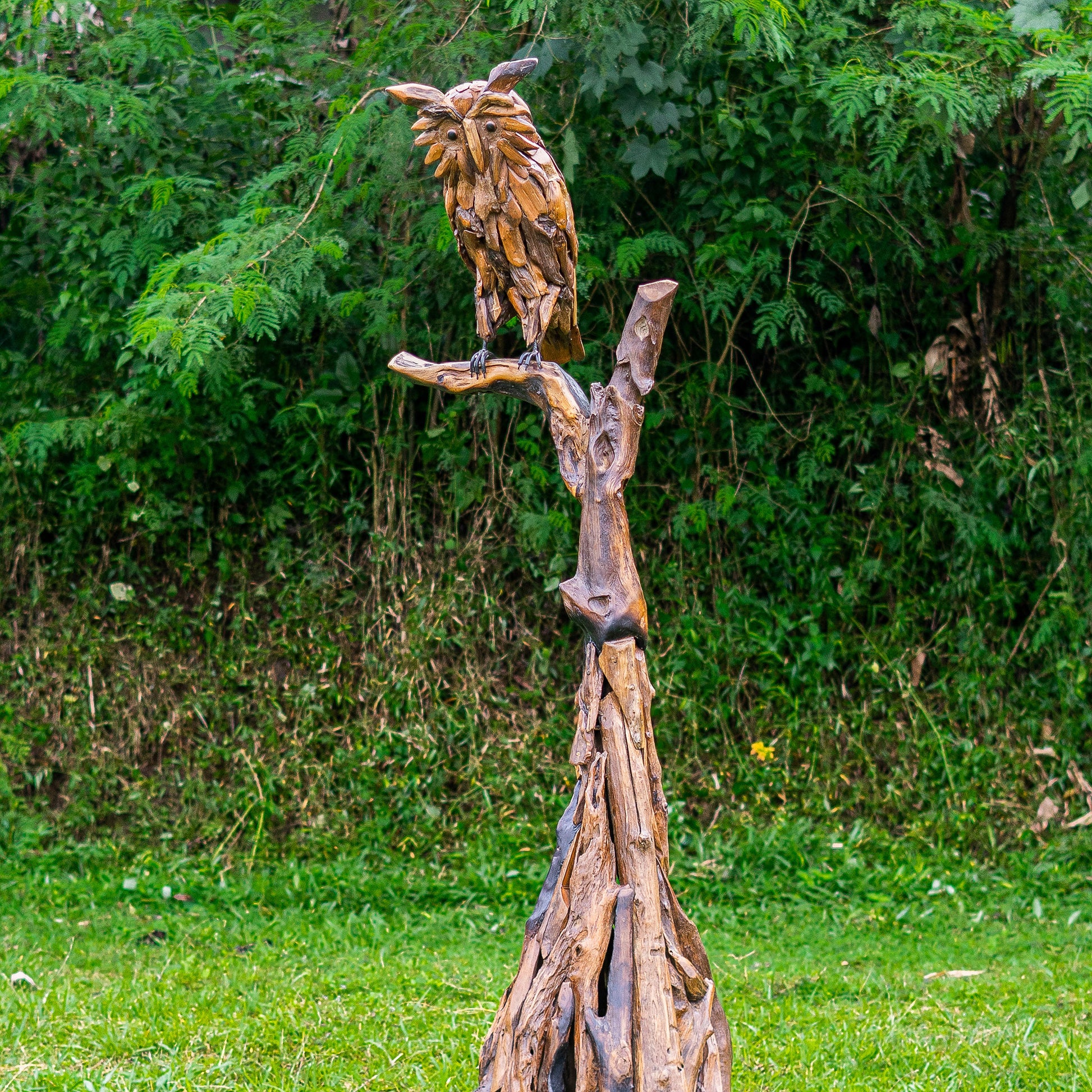Teak Root Owl on Tree By Garden Age Supply | Sculptures | Modishstore - 1