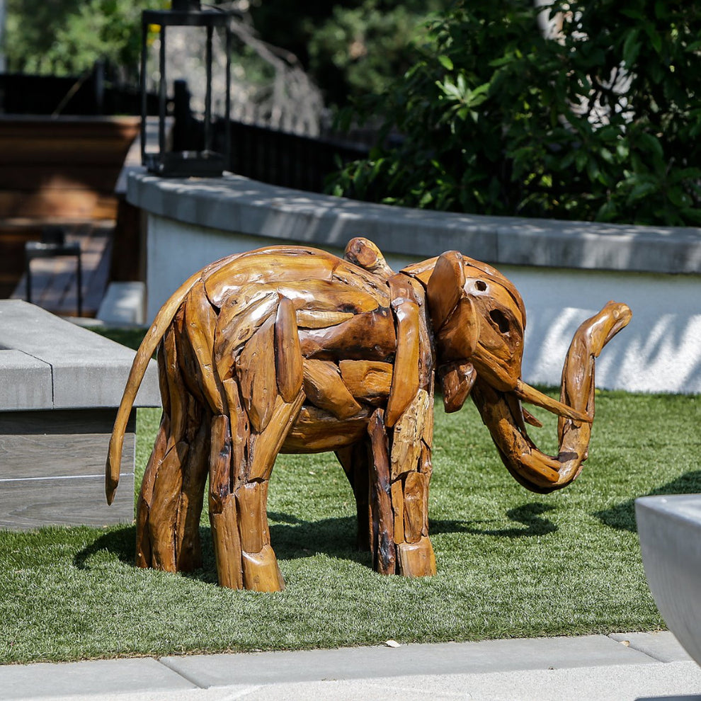 Teak Baby Elephant By Garden Age Supply | Sculptures | Modishstore - 5