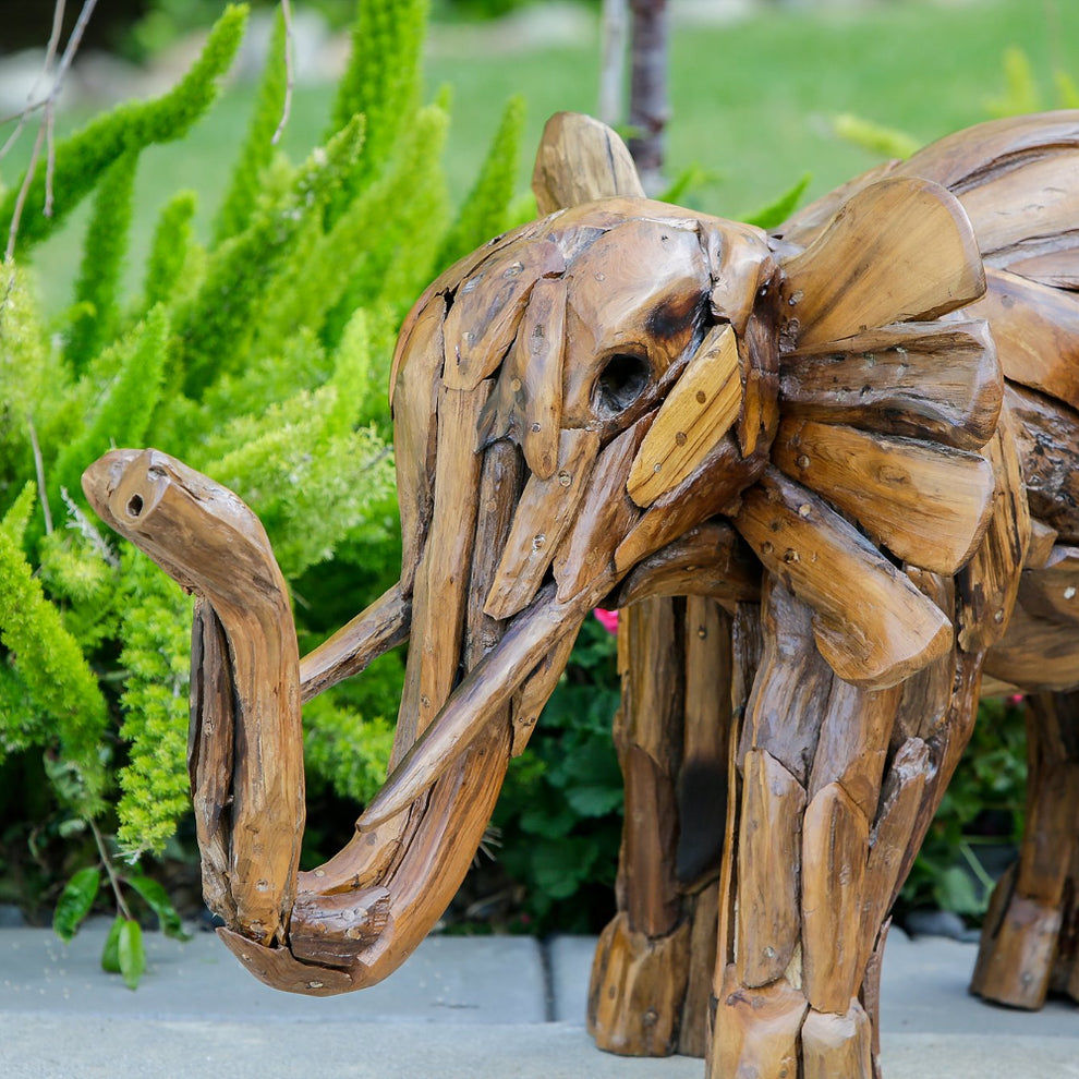 Teak Baby Elephant By Garden Age Supply | Sculptures | Modishstore - 2