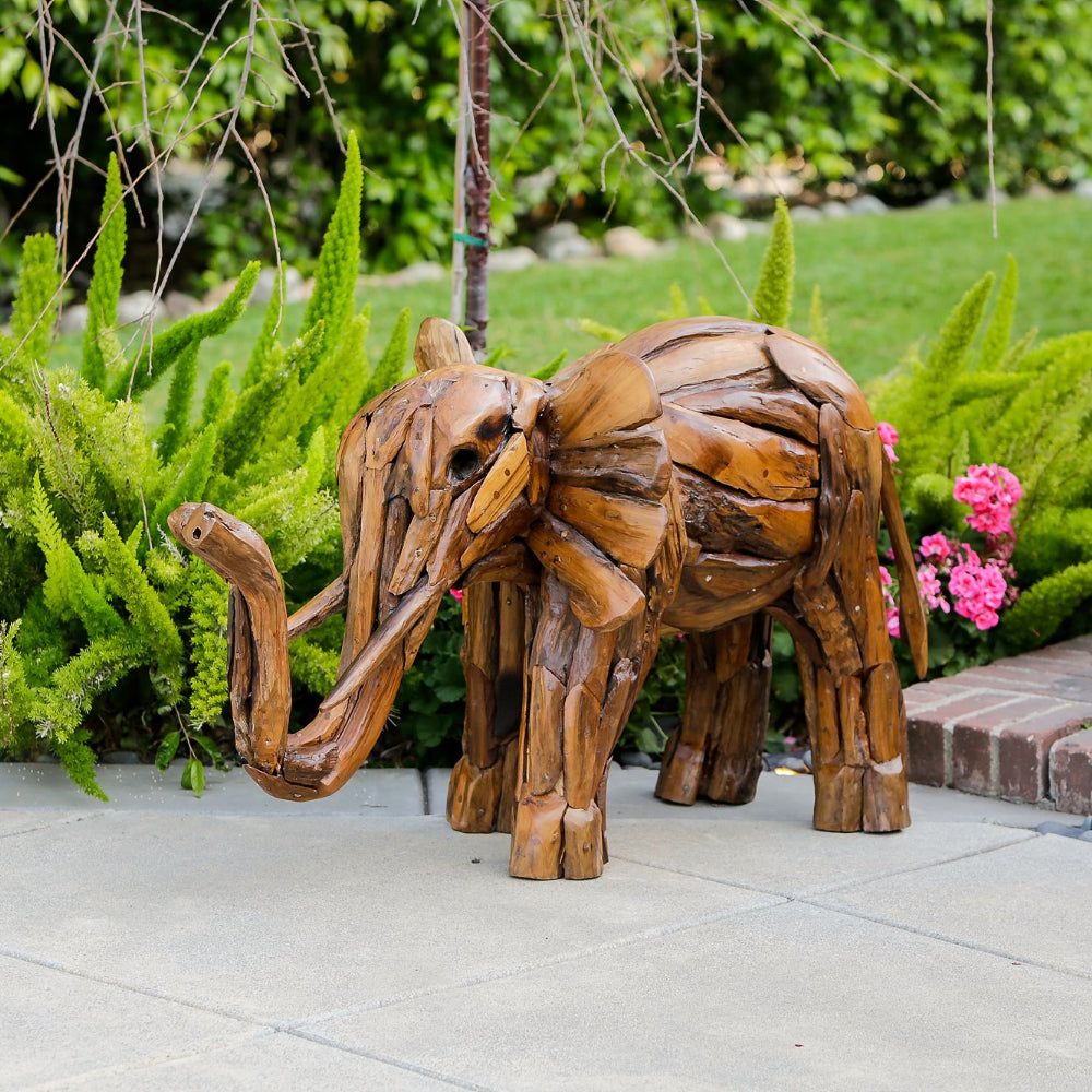 Teak Baby Elephant By Garden Age Supply | Sculptures | Modishstore - 1