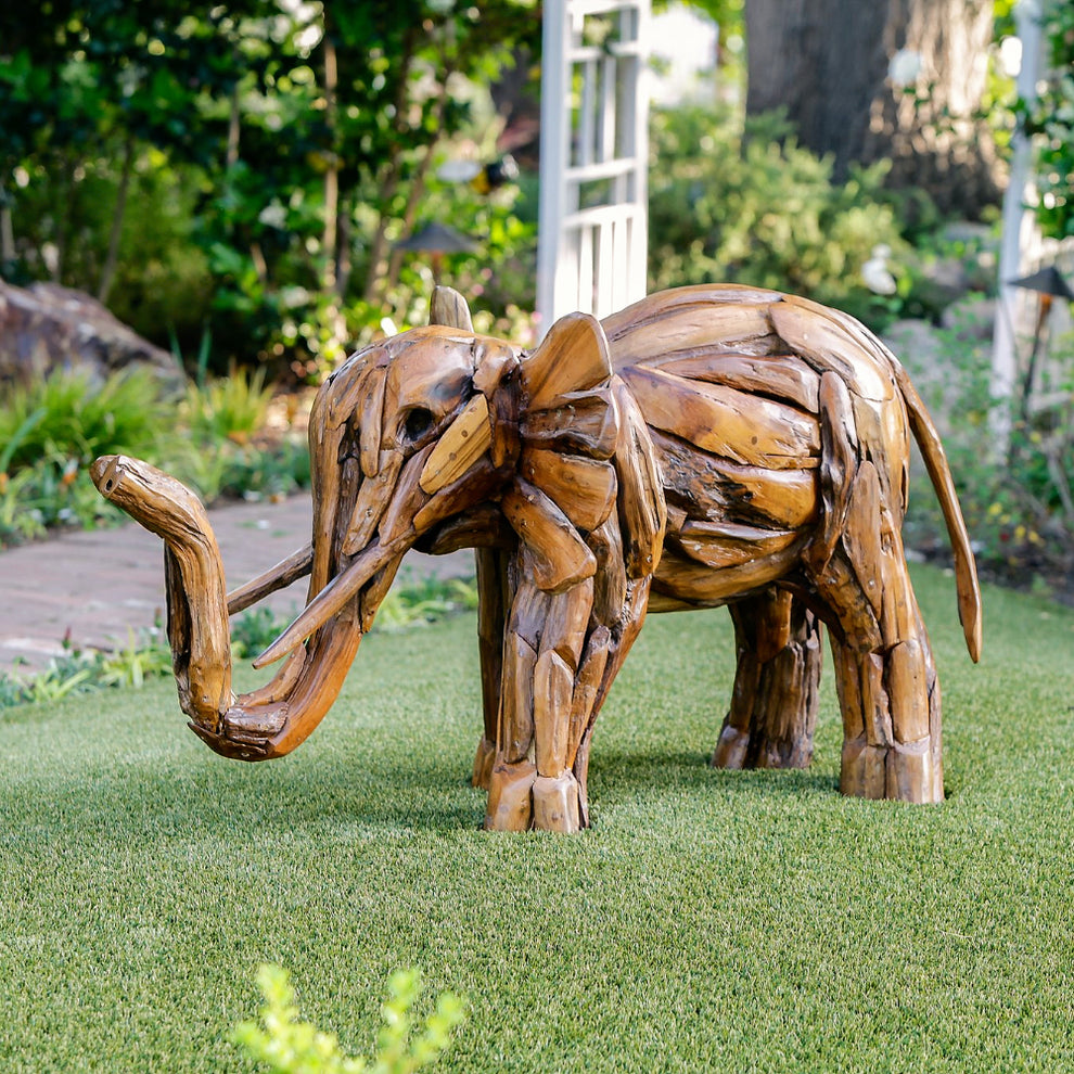 Teak Baby Elephant By Garden Age Supply | Sculptures | Modishstore - 3