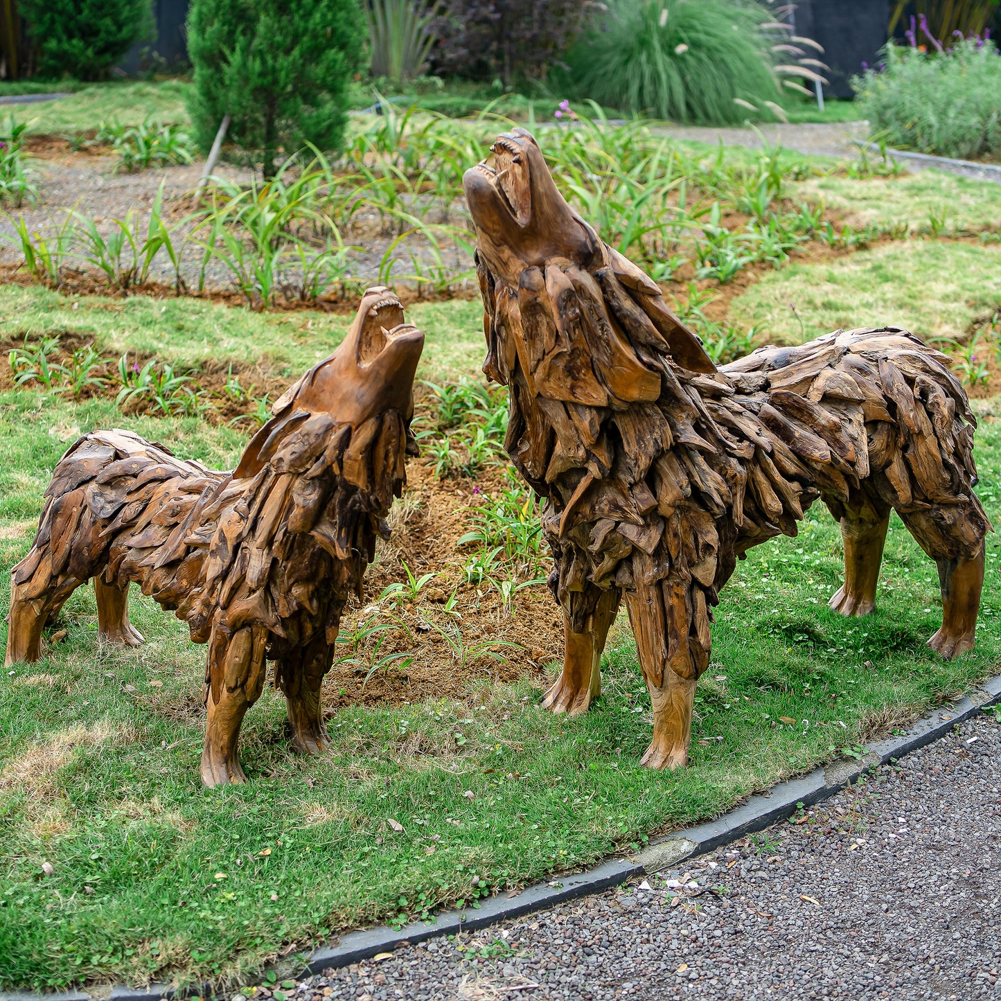 Teak Wolves By Garden Age Supply