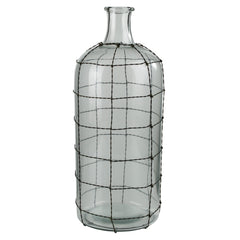 Conde Glass Bottle, Wire Grid - Medium By HomArt