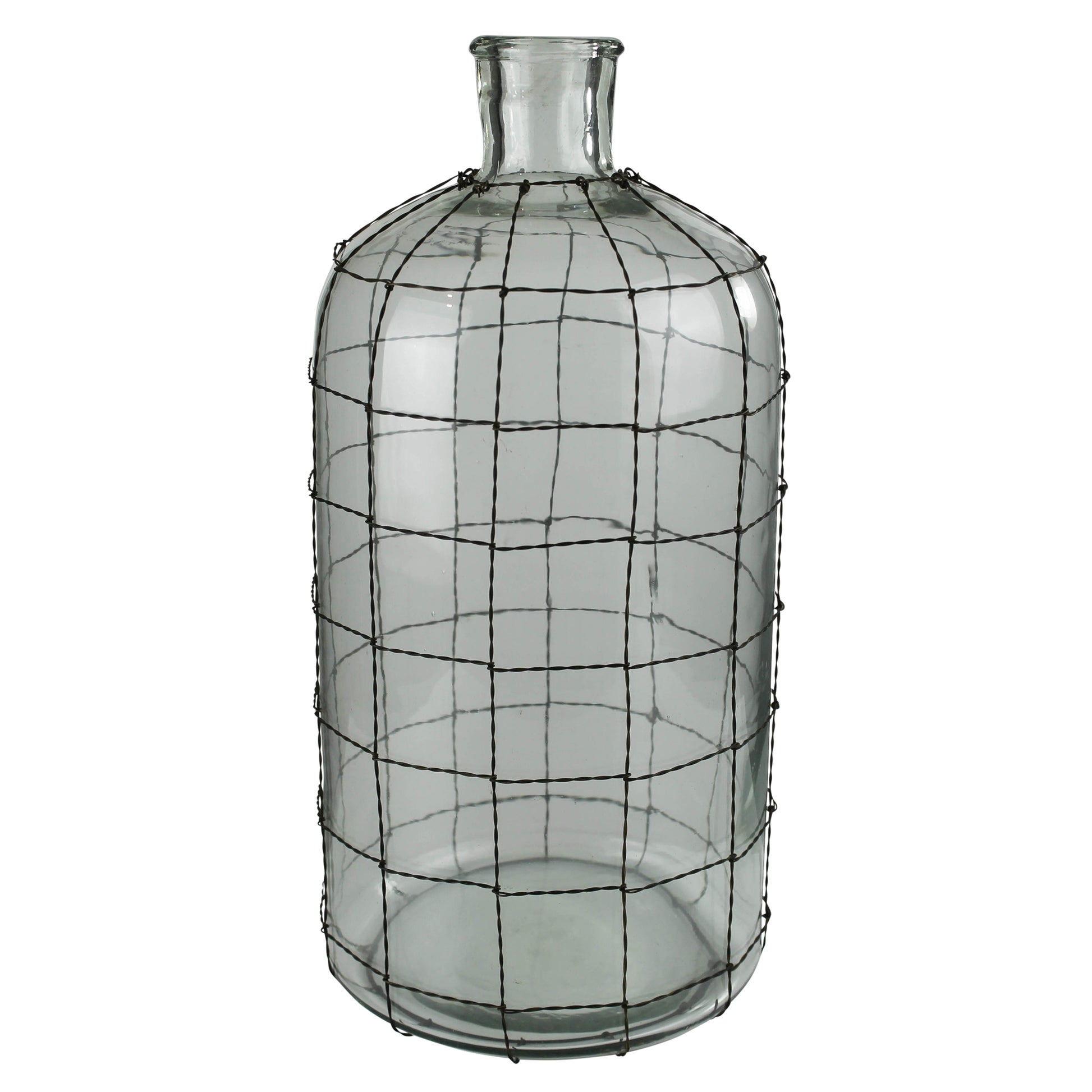 Conde Glass Bottle, Wire Grid - Large Set Of 4 By HomArt | Bottles & Jugs | Modishstore - 1