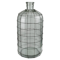Conde Glass Bottle, Wire Grid - Large By HomArt