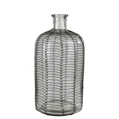 Conde Glass Bottle, Woven Wire - Petite By HomArt