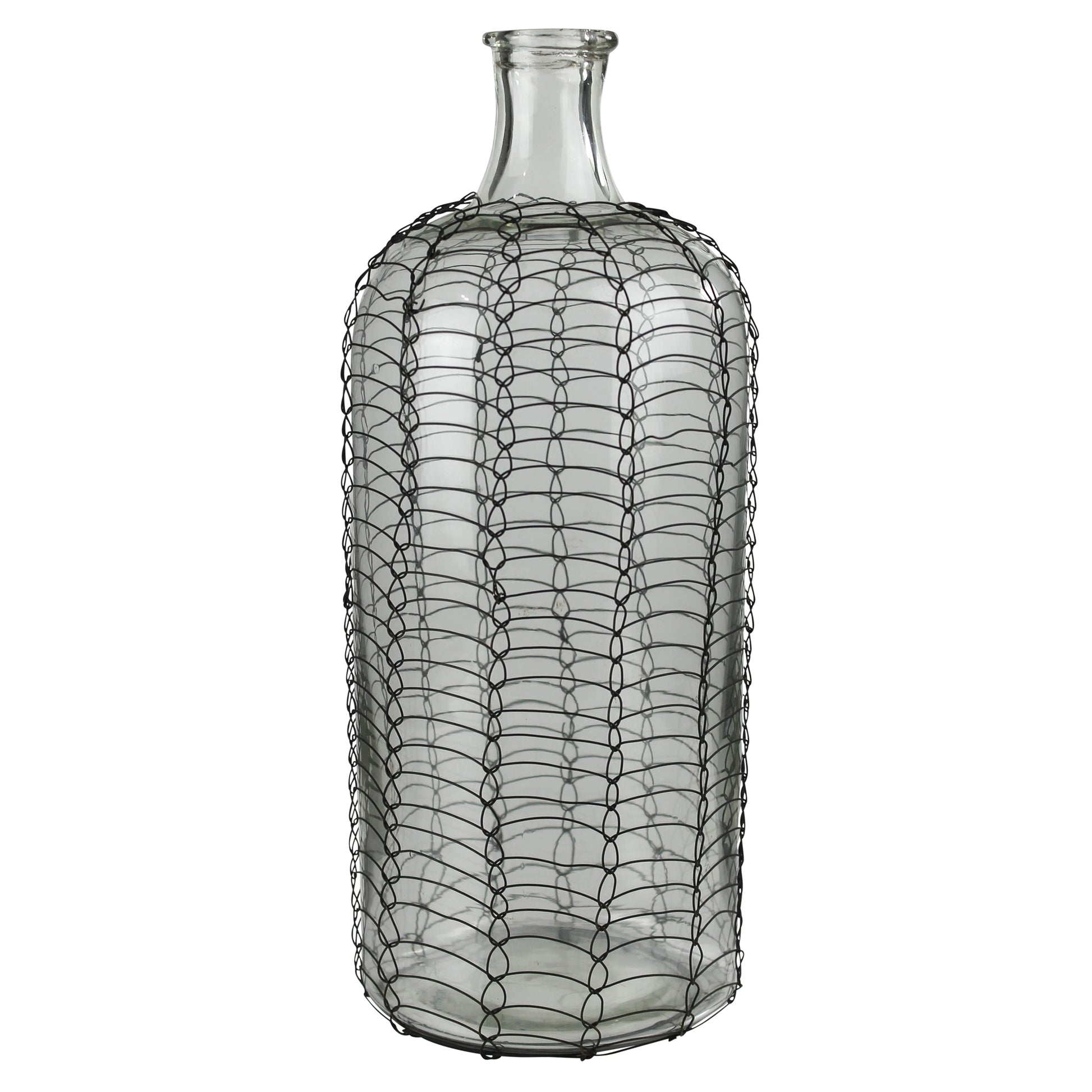 Conde Glass Bottle, Woven Wire - Small By HomArt | Bottles & Jugs | Modishstore - 2