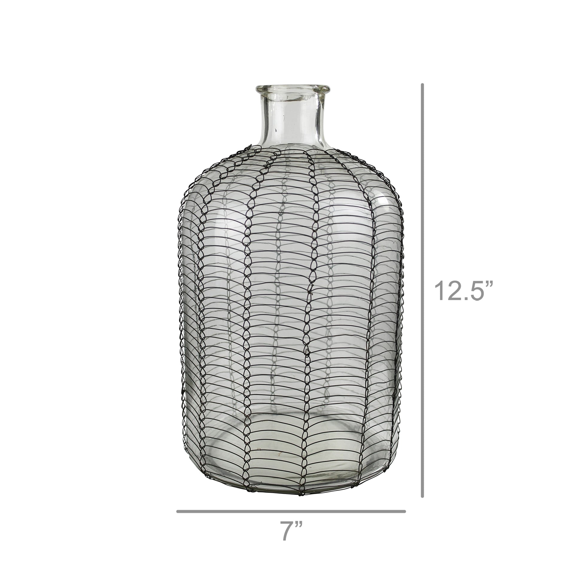 Conde Glass Bottle, Woven Wire - Small By HomArt | Bottles & Jugs | Modishstore - 5