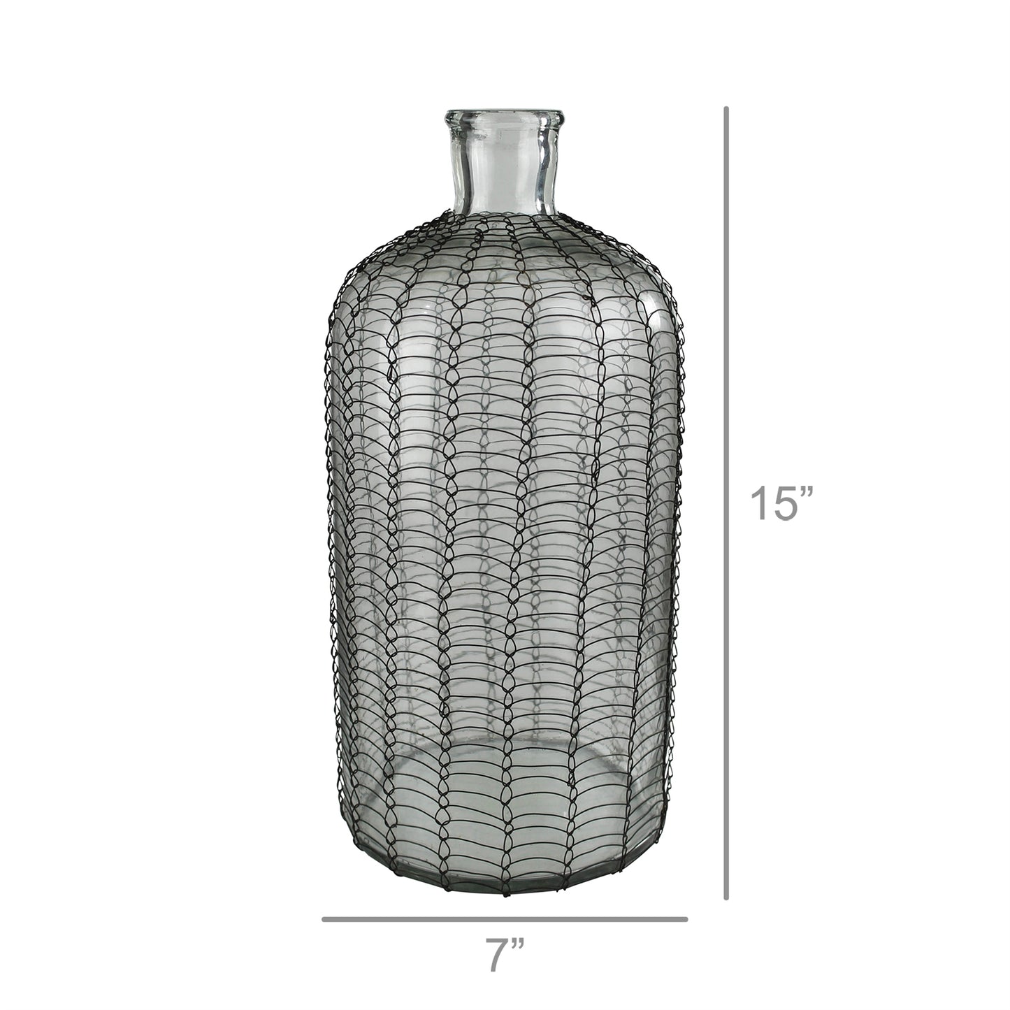 Conde Glass Bottle, Woven Wire - Small By HomArt | Bottles & Jugs | Modishstore - 7