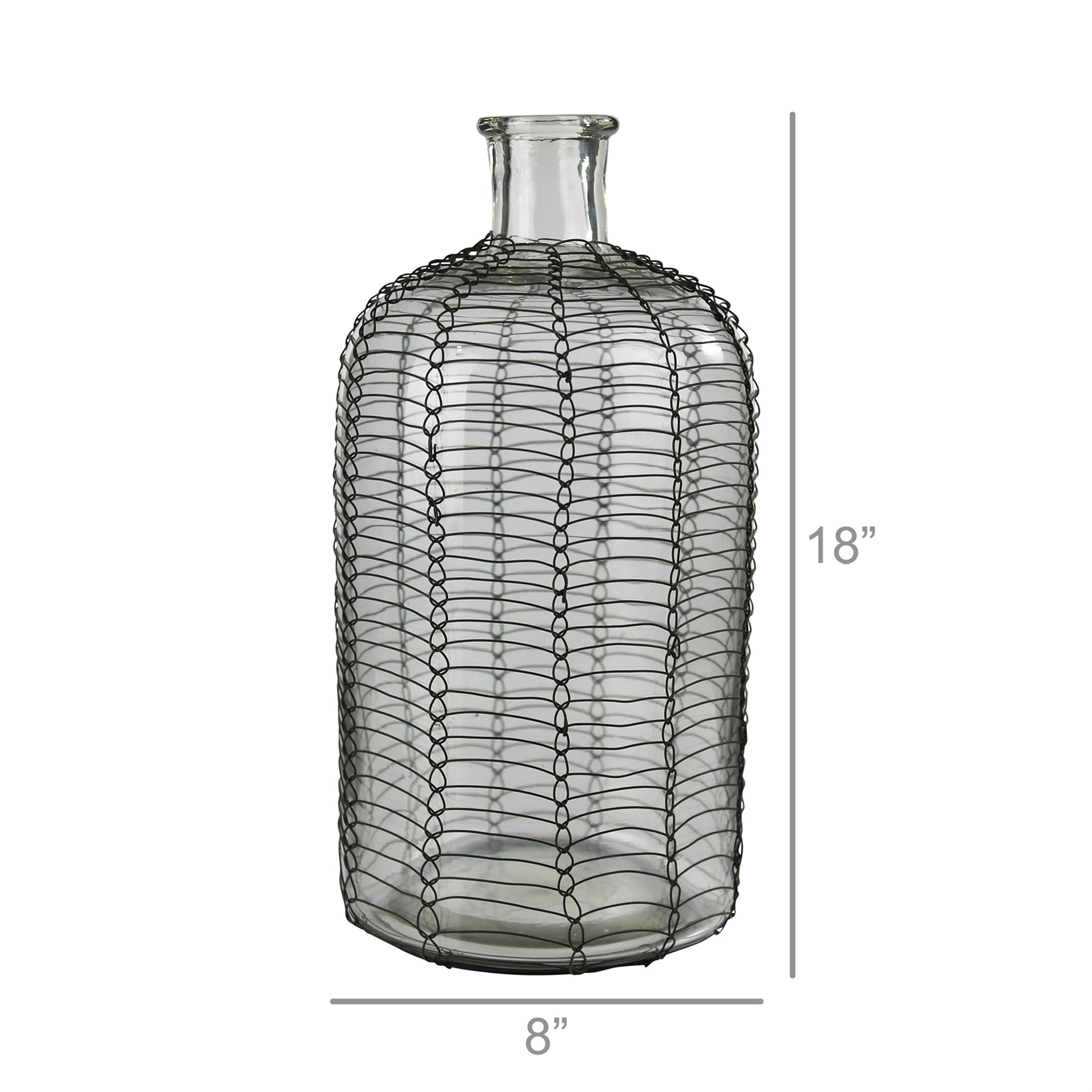 Conde Glass Bottle, Woven Wire - Small By HomArt | Bottles & Jugs | Modishstore - 9
