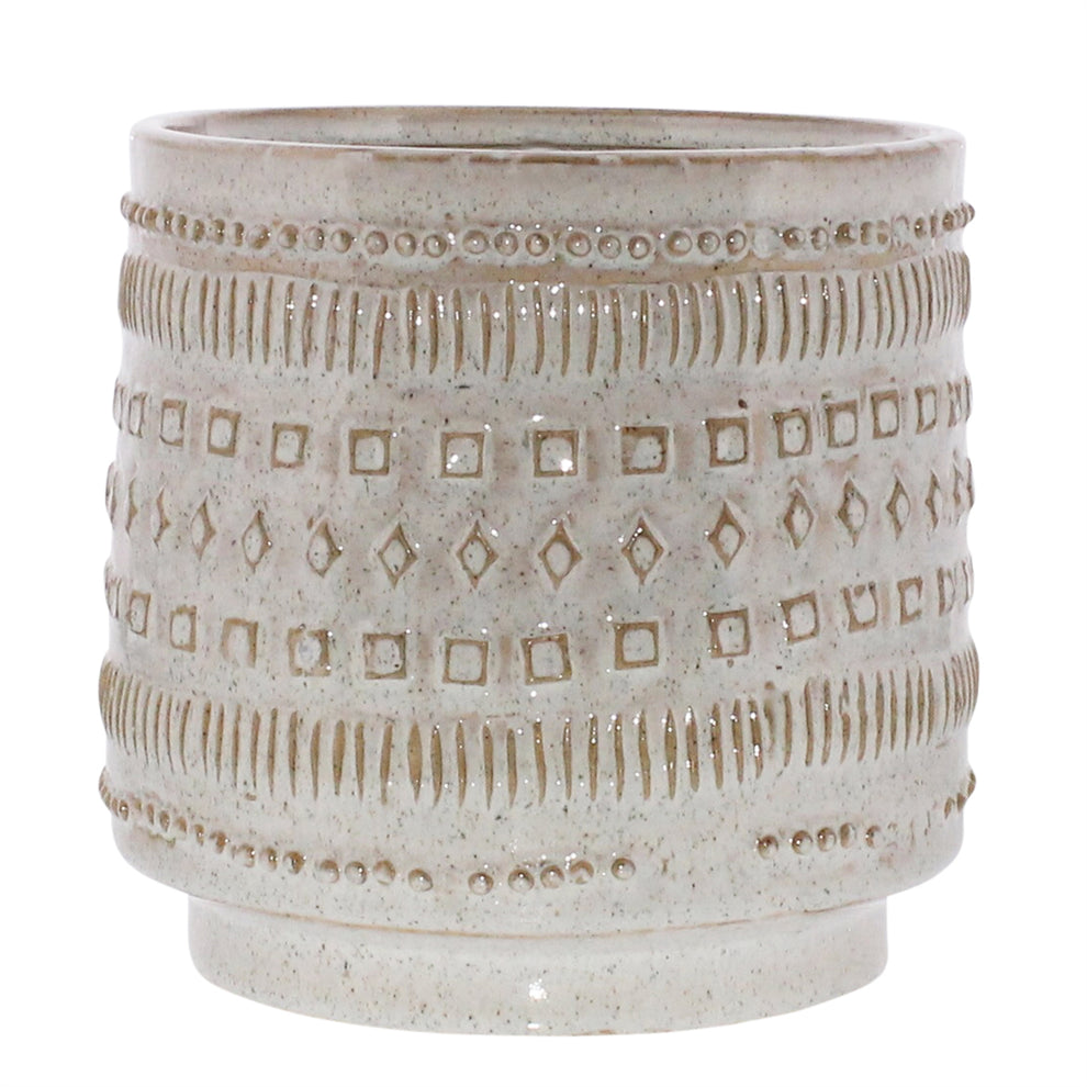 Peru Cachepot, Ceramic - Large - White Set Of 4 By HomArt | Planters, Troughs & Cachepots | Modishstore - 3