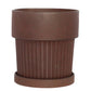 Ribbed Clay Pot & Saucer - Large - Brown Clay Set Of 4 By HomArt | Planters, Troughs & Cachepots | Modishstore - 2