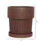 Ribbed Clay Pot & Saucer - Large - Brown Clay Set Of 4 By HomArt | Planters, Troughs & Cachepots | Modishstore - 3