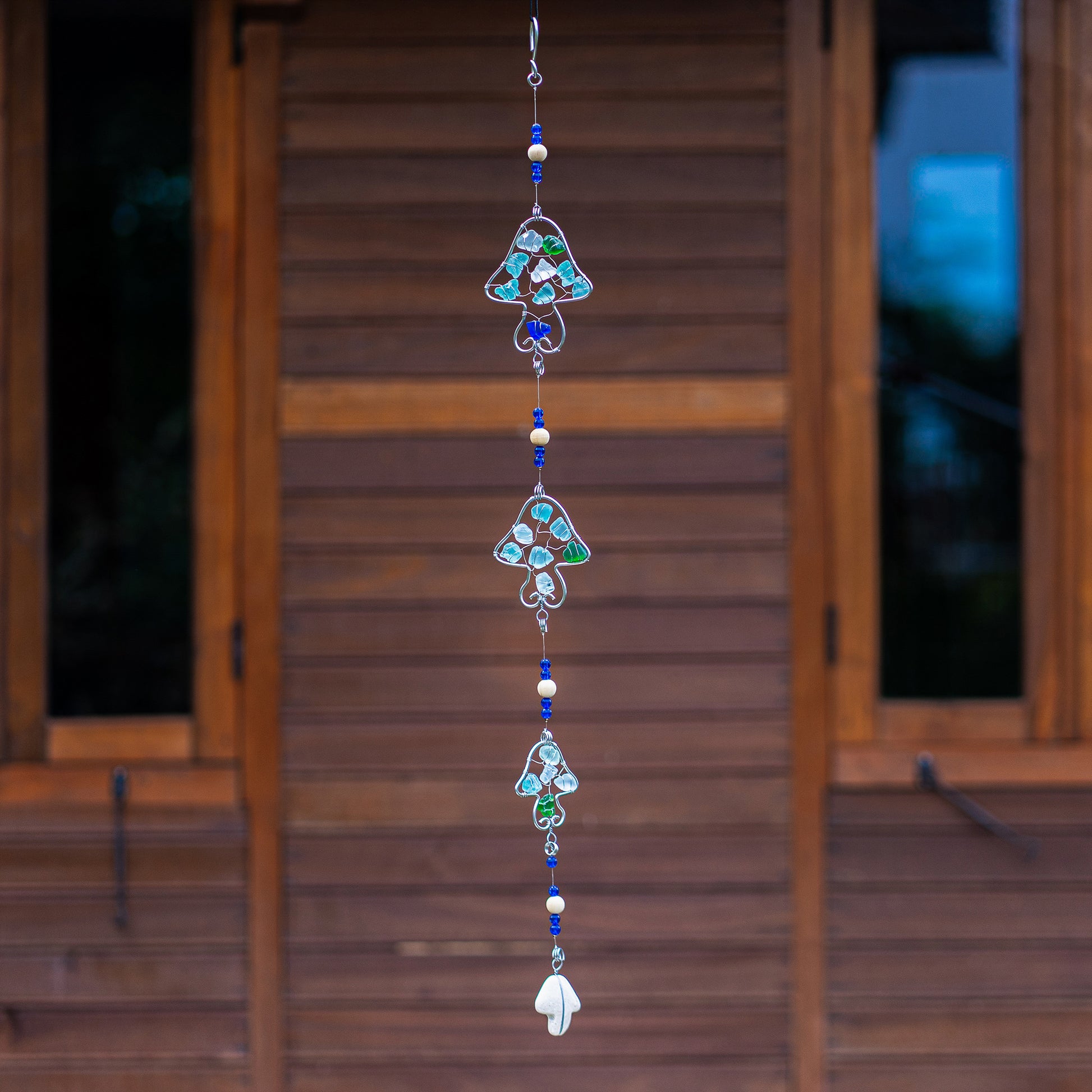 Recycled Glass Garland - Mushroom Set of 4 By Garden Age Supply | Garland & Wreath | Modishstore - 1