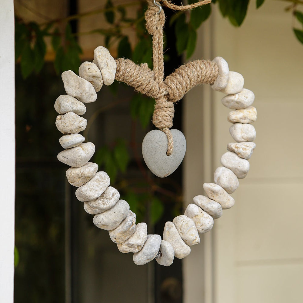 Heart Wreath with Stone Heart Set of 3 By Garden Age Supply | Minerals and Stones | Modishstore - 1