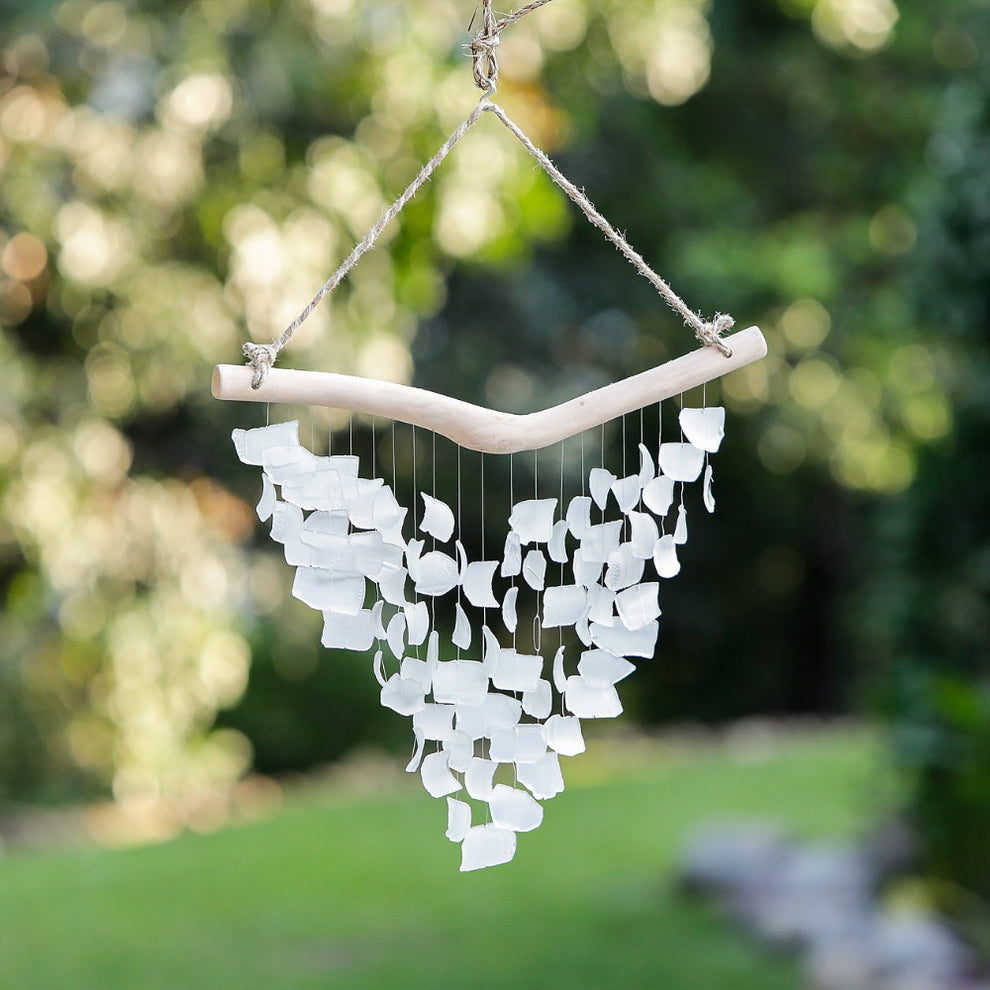 Raindrop Butterfly Mobile - Large - White Set of 4 By Garden Age Supply | Garland & Wreath | Modishstore - 3