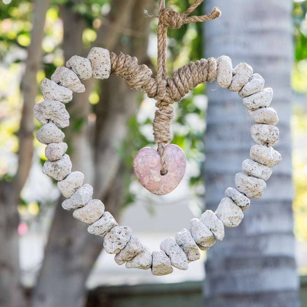 Feather Rock Heart Wreathe with Stone Heart Set of 3 By Garden Age Supply | Minerals and Stones | Modishstore - 2