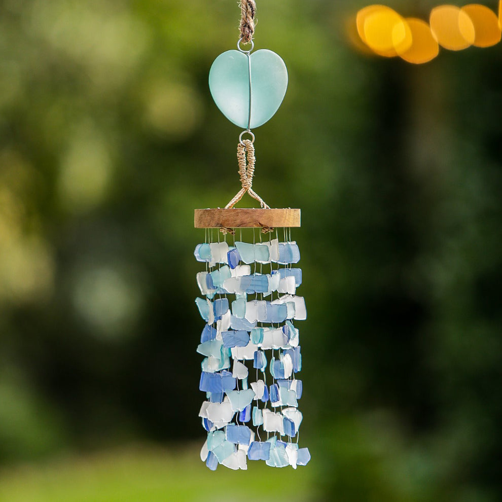 Recycled Glass Heart Mobile Set of 4 By Garden Age Supply | Garland & Wreath | Modishstore - 5