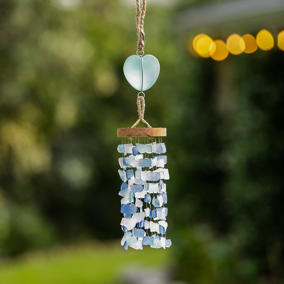 Recycled Glass Heart Mobile Set of 4 By Garden Age Supply | Garland & Wreath | Modishstore - 2