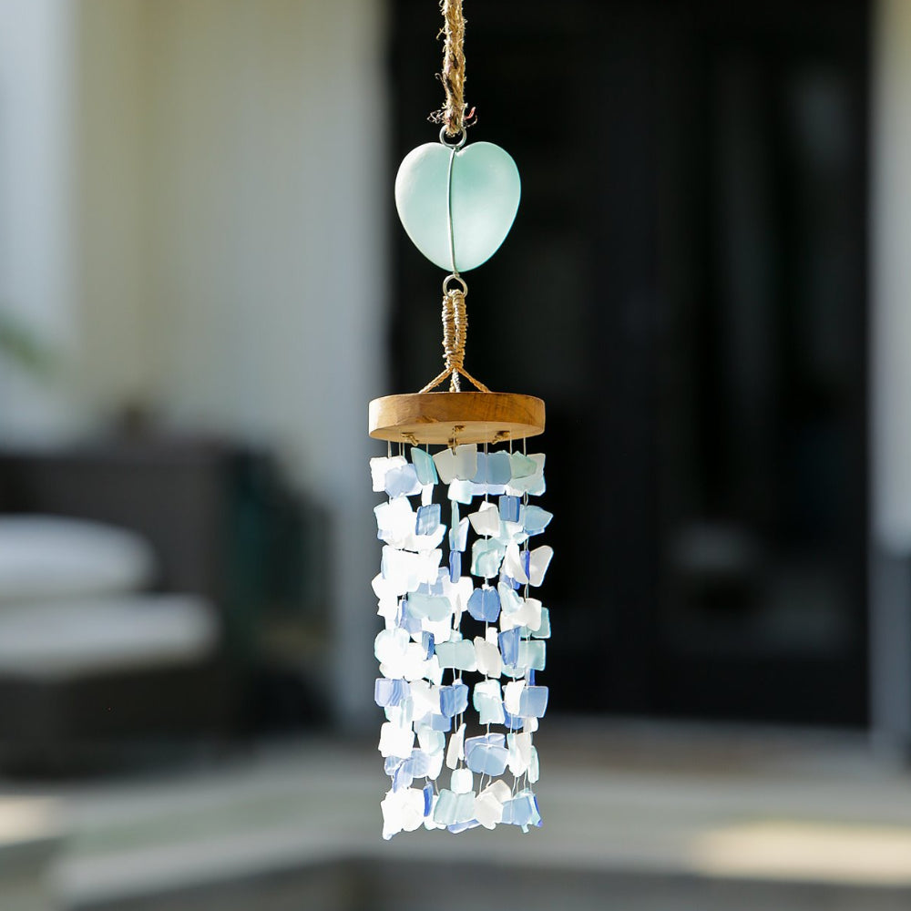 Recycled Glass Heart Mobile Set of 4 By Garden Age Supply | Garland & Wreath | Modishstore - 1