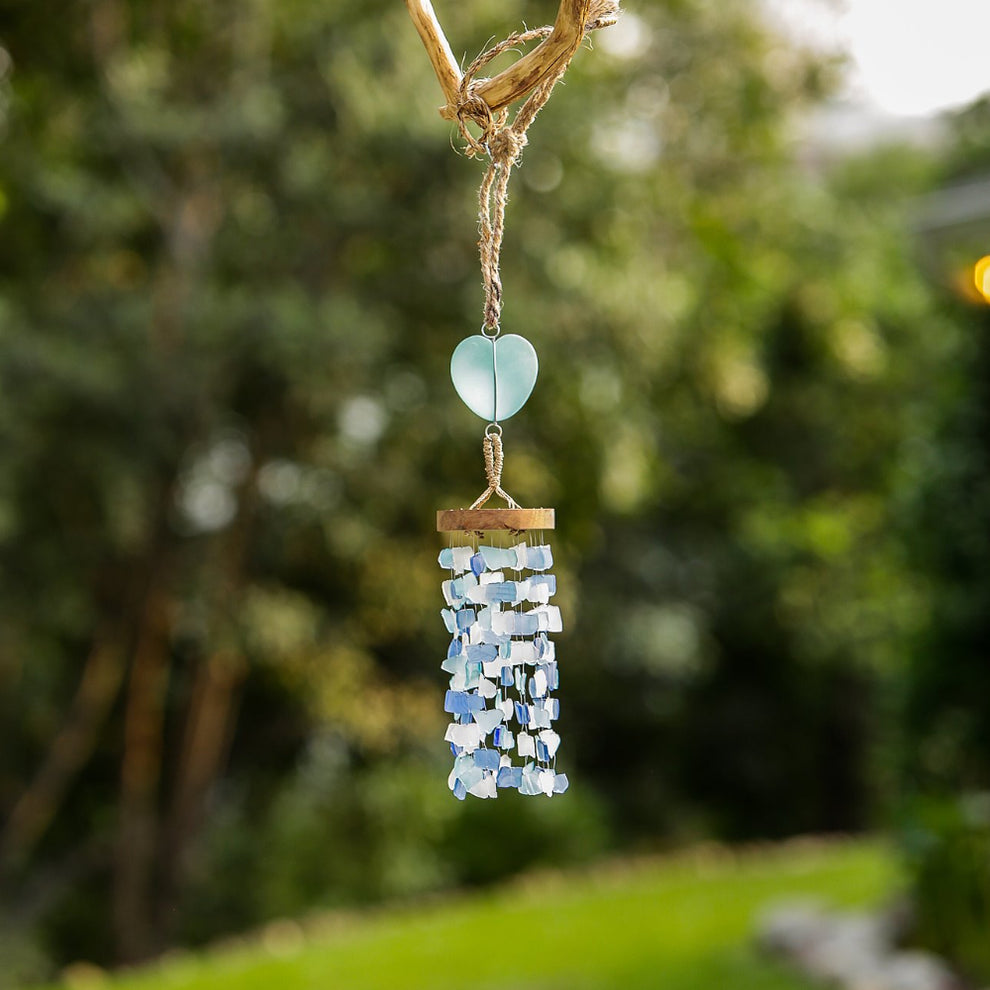 Recycled Glass Heart Mobile Set of 4 By Garden Age Supply | Garland & Wreath | Modishstore - 3