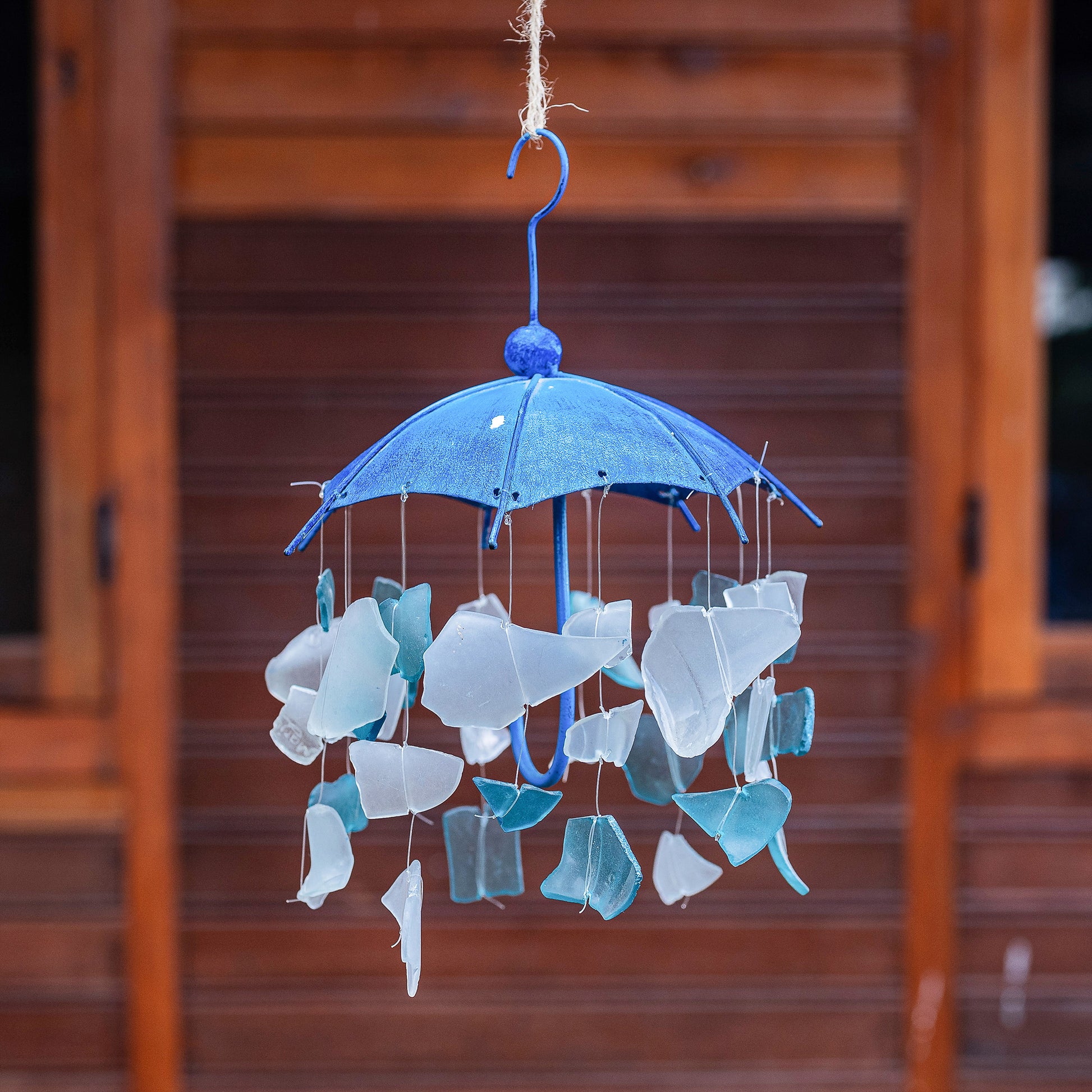 Raindrop Umbrella Mobile - Blue Set of 4 By Garden Age Supply | Garland & Wreath | Modishstore - 1